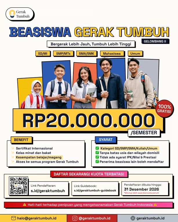 Beasiswa Gerak Tumbuh 2026 Gelombang 2